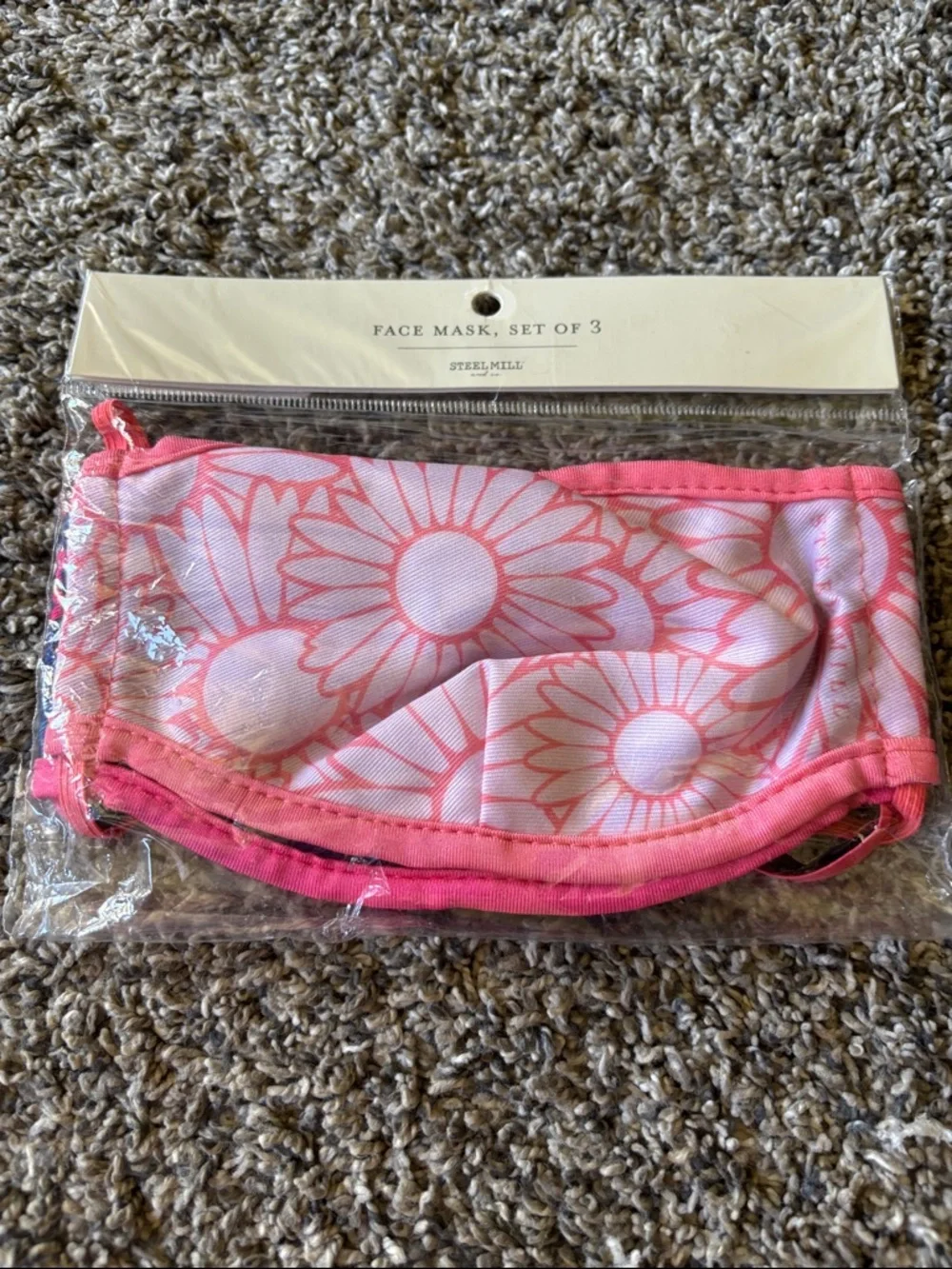 Floral Pink Daisy Face Mask - Set of 3 Assorted